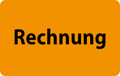 Icon Rechnung orange mit schwarzer Schrift Retina